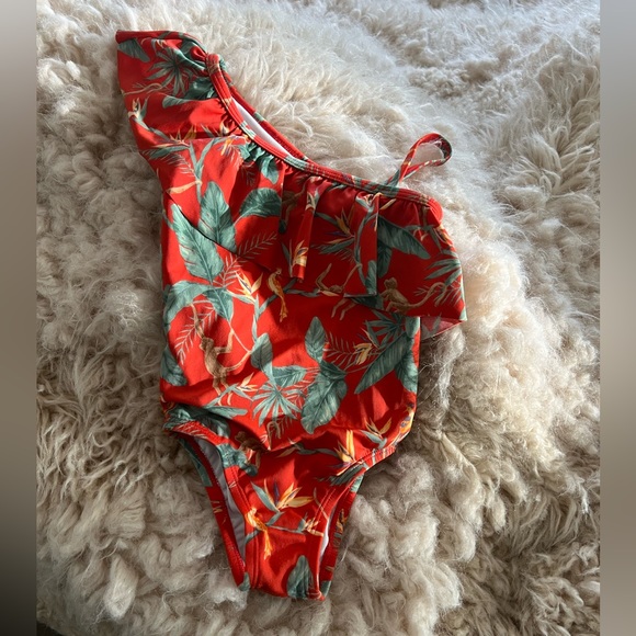 JANIE AND JACK TROPICAL JUNGLE COLD SHOULDER SWIMSUIT - Picture 1 of 3